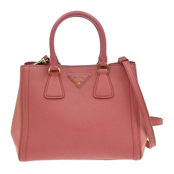 PRADA MILANO Logo 2Way Shoulder Hand Bag Saffiano Leather Pink GHW Italy 79FB969 - Picture 1 of 16